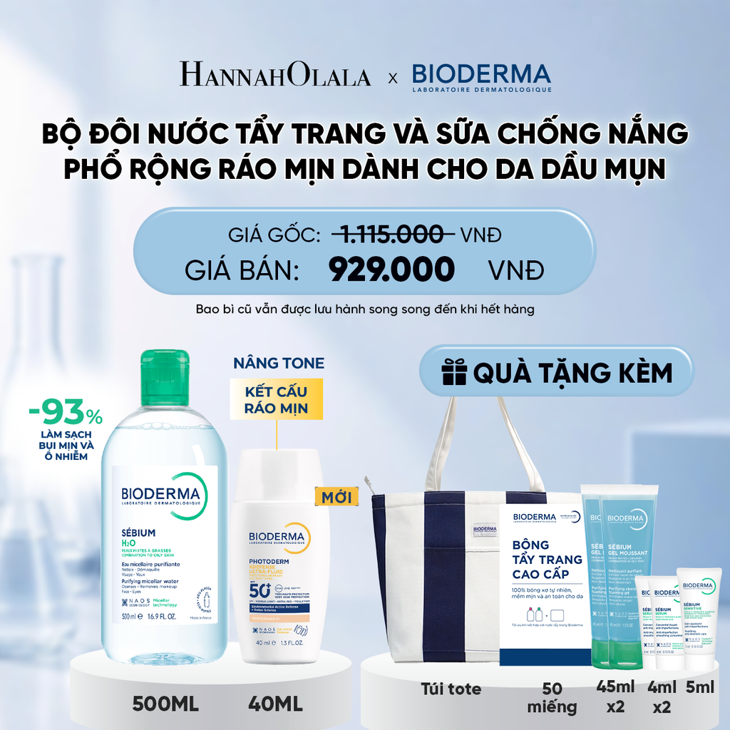  BỘ ĐÔI NƯỚC TẨY TRANG VÀ SỮA CHỐNG NẮNG PHỔ RỘNG RÁO MỊN CHO DA DẦU MỤN (CHỌN MÀU) 