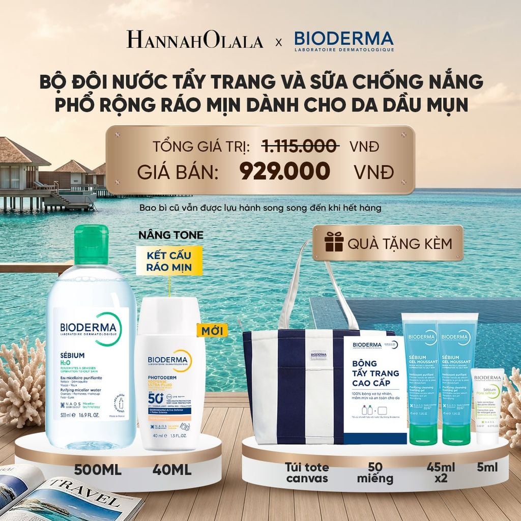  BỘ ĐÔI NƯỚC TẨY TRANG VÀ SỮA CHỐNG NẮNG PHỔ RỘNG RÁO MỊN CHO DA DẦU MỤN_ D906 