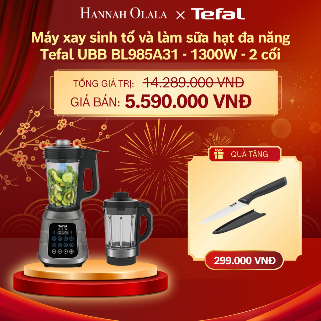  DEAL 7.3: MÁY XAY SINH TỐ VÀ LÀM SỮA HẠT ĐA NĂNG TEFAL UBB BL985A31 - 1300W - 2 CỐI 