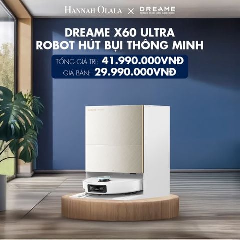 DREAME X60 ULTRA ROBOT HÚT BỤI THÔNG MINH - VƯỢT CHƯỚNG NGẠI KÉP LÊN TỚI 8.8CM - THIẾT KẾ SIÊU MỎNG 7.95CM 