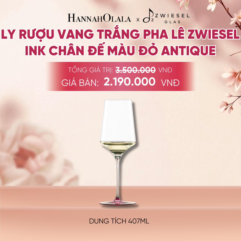  LY RƯỢU VANG PHA LÊ ZWIESEL INK CHÂN ĐẾ MÀU ĐỎ ANTIQUE - A837 
