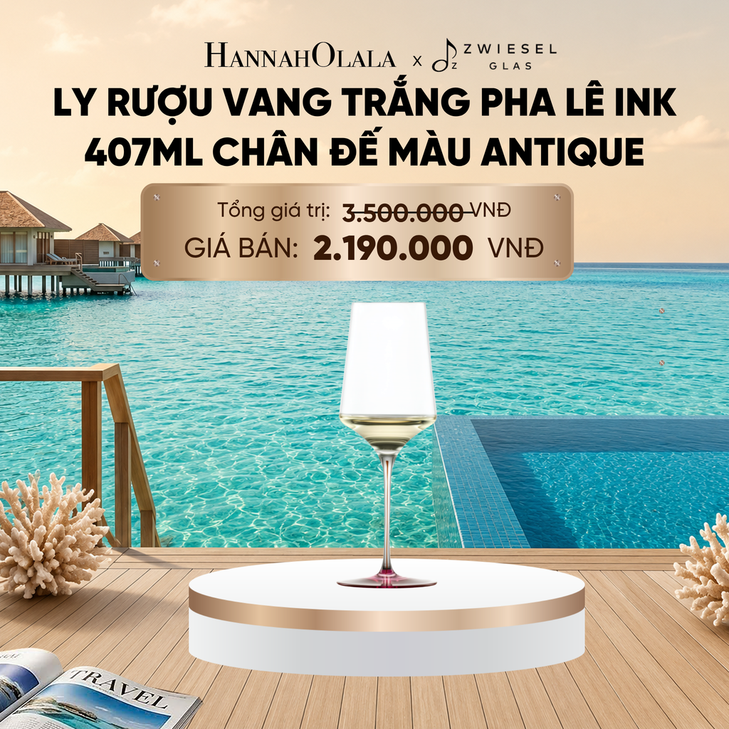  LY RƯỢU VANG TRẮNG PHA LÊ ZWIESEL INK 123424 22.9CM 407ML CHÂN ĐẾ MÀU ĐỎ ANTIQUE_ D1130 