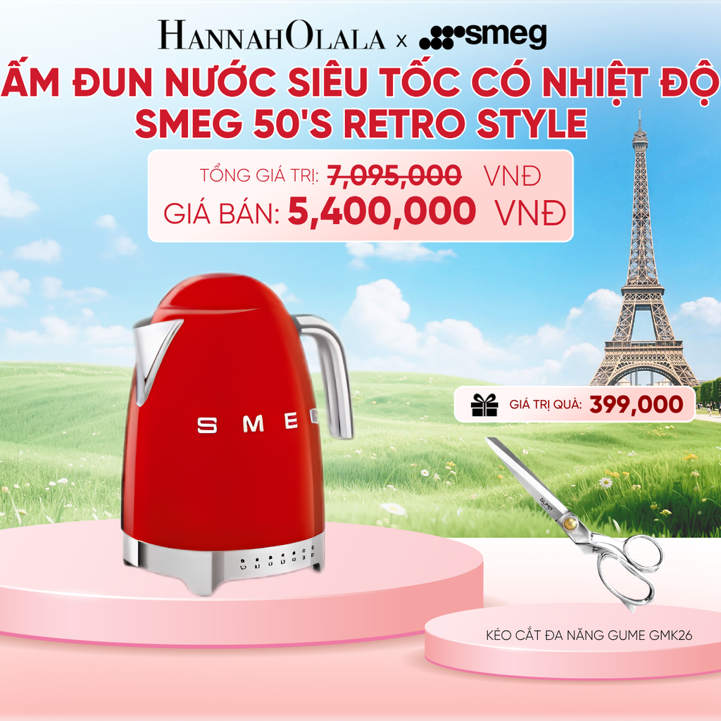  ẤM ĐUN NƯỚC SIÊU TỐC CÓ NHIỆT ĐỘ SMEG 50'S RETRO STYLE - B165 