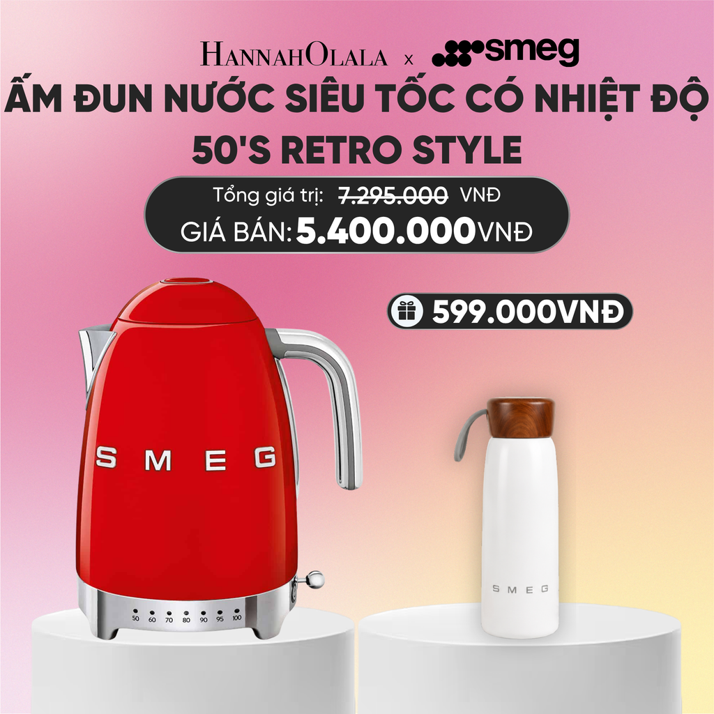  ẤM ĐUN NƯỚC SIÊU TỐC CÓ NHIỆT ĐỘ SMEG 50'S RETRO STYLE 