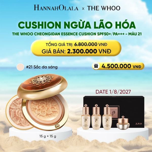  [TẶNG KÈM 1 LÕI] CUSHION NGỪA LÃO HÓA WHOO CHEONGIDAN ESSENCE CUSHION SPF50+/PA+++ - MÀU 21 