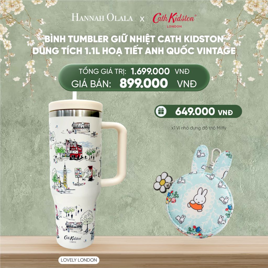  DEAL 17: BÌNH TUMBLER GIỮ NHIỆT CATH KIDSTON DUNG TÍCH 1.1L HOẠ TIẾT ANH QUỐC VINTAGE 