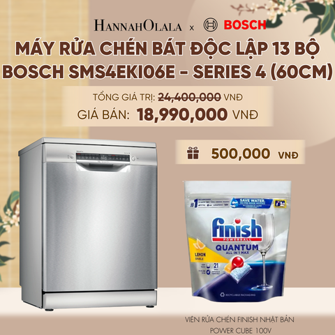  MÁY RỬA CHÉN BÁT ĐỘC LẬP 13 BỘ BOSCH SMS4EKI06E - SERIES 4 (60CM) - A1293 