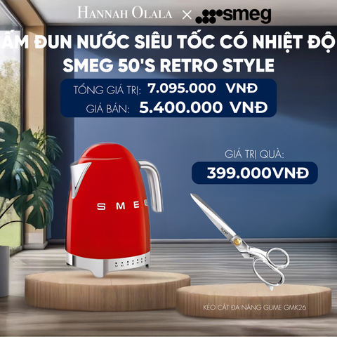  ẤM ĐUN NƯỚC SIÊU TỐC CÓ NHIỆT ĐỘ SMEG 50'S RETRO STYLE 