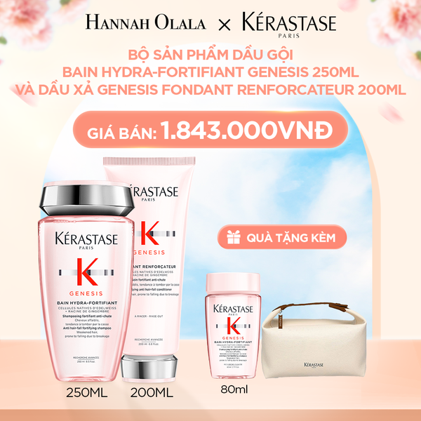 A382_DEAL 8: BỘ SẢN PHẨM DẦU GỘI BAIN HYDRA-FORTIFIANT GENESIS 250ML VÀ DẦU XẢ GENESIS FONDANT RENFORCATEUR 200ML 