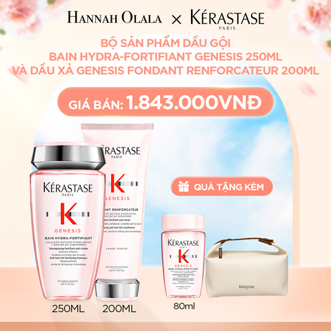  A382_DEAL 8: BỘ SẢN PHẨM DẦU GỘI BAIN HYDRA-FORTIFIANT GENESIS 250ML VÀ DẦU XẢ GENESIS FONDANT RENFORCATEUR 200ML 