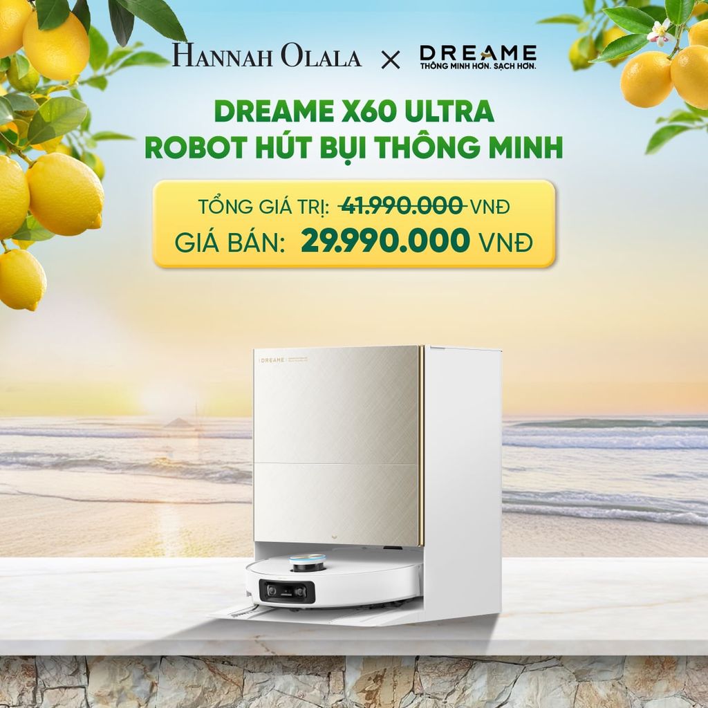  DREAME X60 ULTRA ROBOT HÚT BỤI THÔNG MINH - VƯỢT CHƯỚNG NGẠI KÉP LÊN TỚI 8.8CM - THIẾT KẾ SIÊU MỎNG 7.95CM 