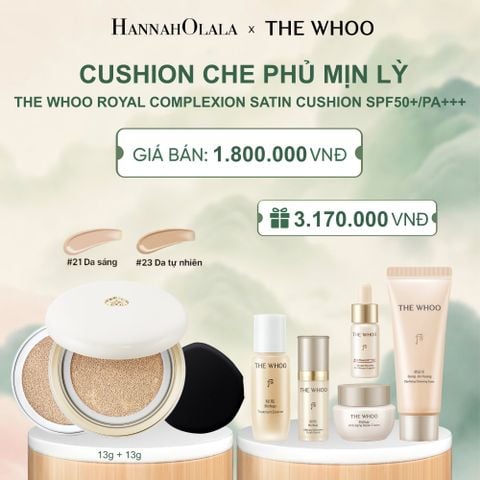  [TẶNG KÈM 1 LÕI] CUSHION CHE PHỦ MỊN LỲ THE WHOO ROYAL COMPLEXION SATIN CUSHION SPF50+/PA+++ - A1093 