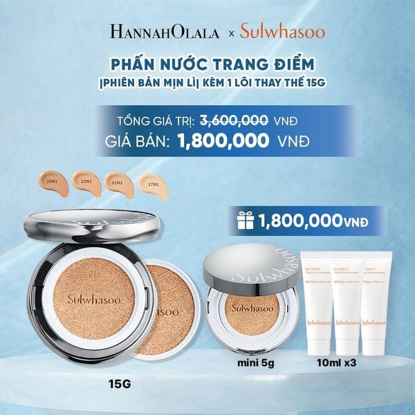  PHẤN NƯỚC TRANG ĐIỂM MỊN LÌ 24H (KÈM LÕI THAY THẾ) SULWHASOO PERFECTING CUSHION 15GX2 