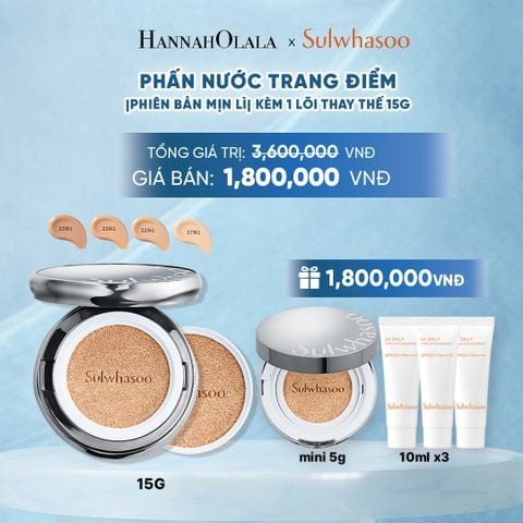  PHẤN NƯỚC TRANG ĐIỂM MỊN LÌ 24H (KÈM LÕI THAY THẾ) SULWHASOO PERFECTING CUSHION 15GX2 