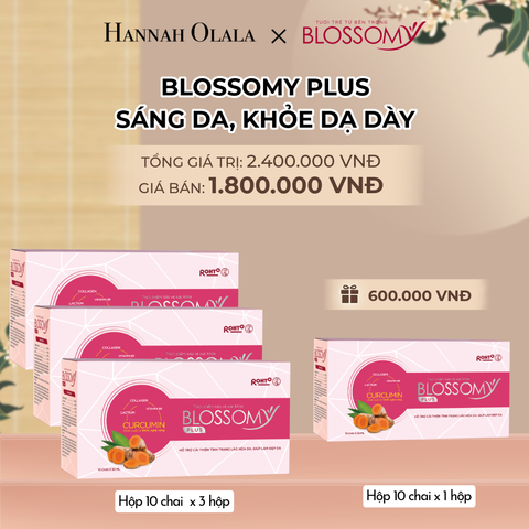  MUA 3 HỘP 10 TẶNG 1 HỘP 10 THỰC PHẨM BẢO VỆ SỨC KHỎE BLOSSOMY PLUS (MÀU HỒNG) (HỘP 10 CHAI X 4 HỘP) 