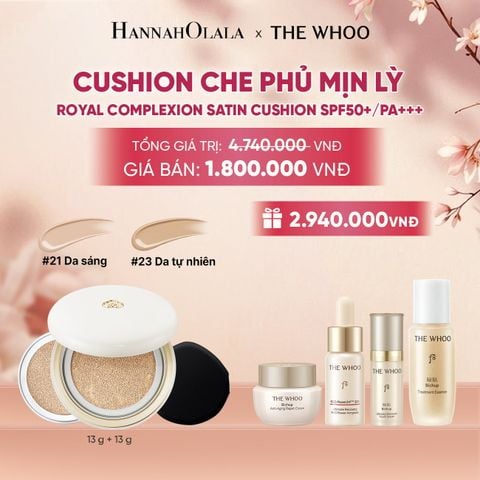  [TẶNG KÈM 1 LÕI] CUSHION CHE PHỦ MỊN LỲ THE WHOO ROYAL COMPLEXION SATIN CUSHION SPF50+/PA+++ - A406 