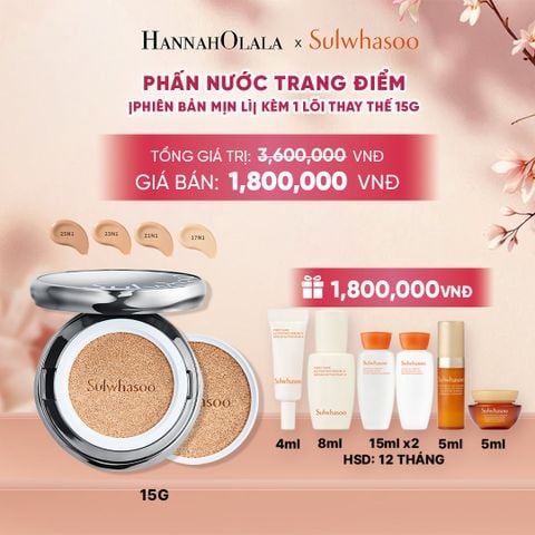  PHẤN NƯỚC TRANG ĐIỂM MỊN LÌ 24H (KÈM LÕI THAY THẾ) SULWHASOO PERFECTING CUSHION 15GX2 - A1787 