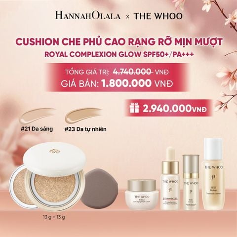  [TẶNG KÈM 1 LÕI] CUSHION CHE PHỦ CAO RẠNG RỠ MỊN MƯỢT THE WHOO ROYAL COMPLEXION GLOW SPF50+/PA+++ - A256 