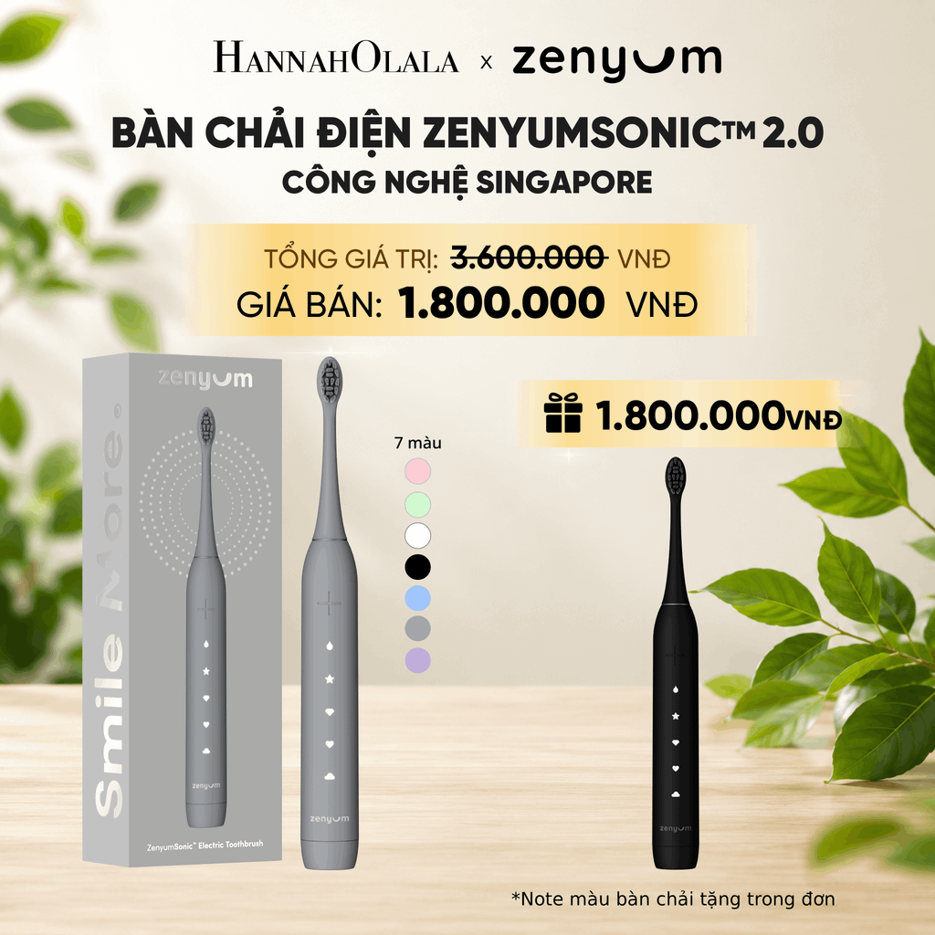  [MUA 1 TẶNG 1] BÀN CHẢI ĐIỆN ZENYUM SONIC 2.0 - CÔNG NGHỆ SINGAPORE (NOTE MÀU BÀN CHẢI TẶNG TRONG ĐƠN) 