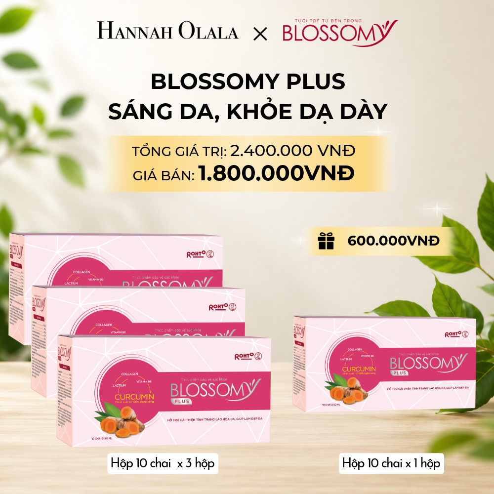  MUA 3 HỘP 10 TẶNG 1 HỘP 10 THỰC PHẨM BẢO VỆ SỨC KHỎE BLOSSOMY PLUS (MÀU HỒNG) (HỘP 10 CHAI X 4 HỘP) 
