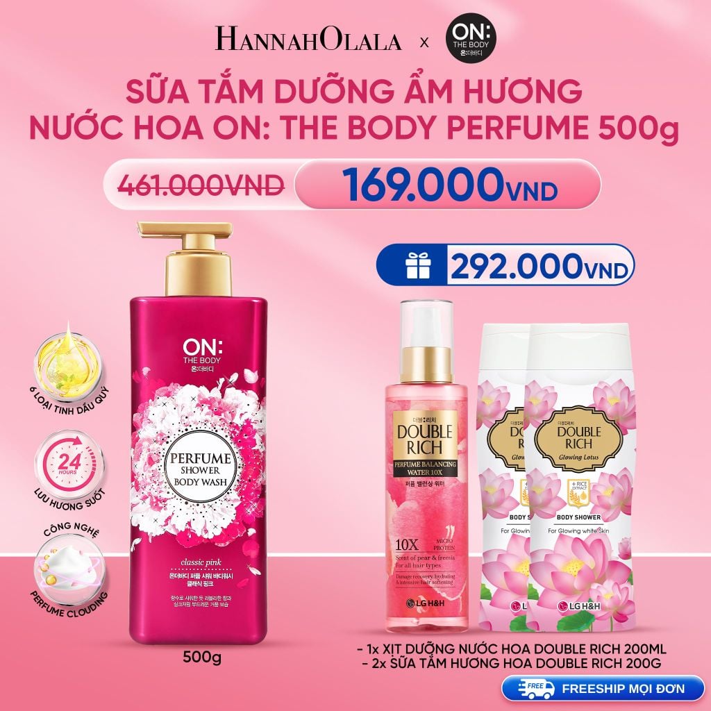  DEAL 02: SỮA TẮM DƯỠNG ẨM HƯƠNG NƯỚC HOA ON: THE BODY PERFUME 500G 