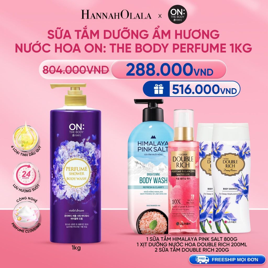  DEAL 01: SỮA TẮM DƯỠNG ẨM HƯƠNG NƯỚC HOA ON: THE BODY PERFUME 1KG 
