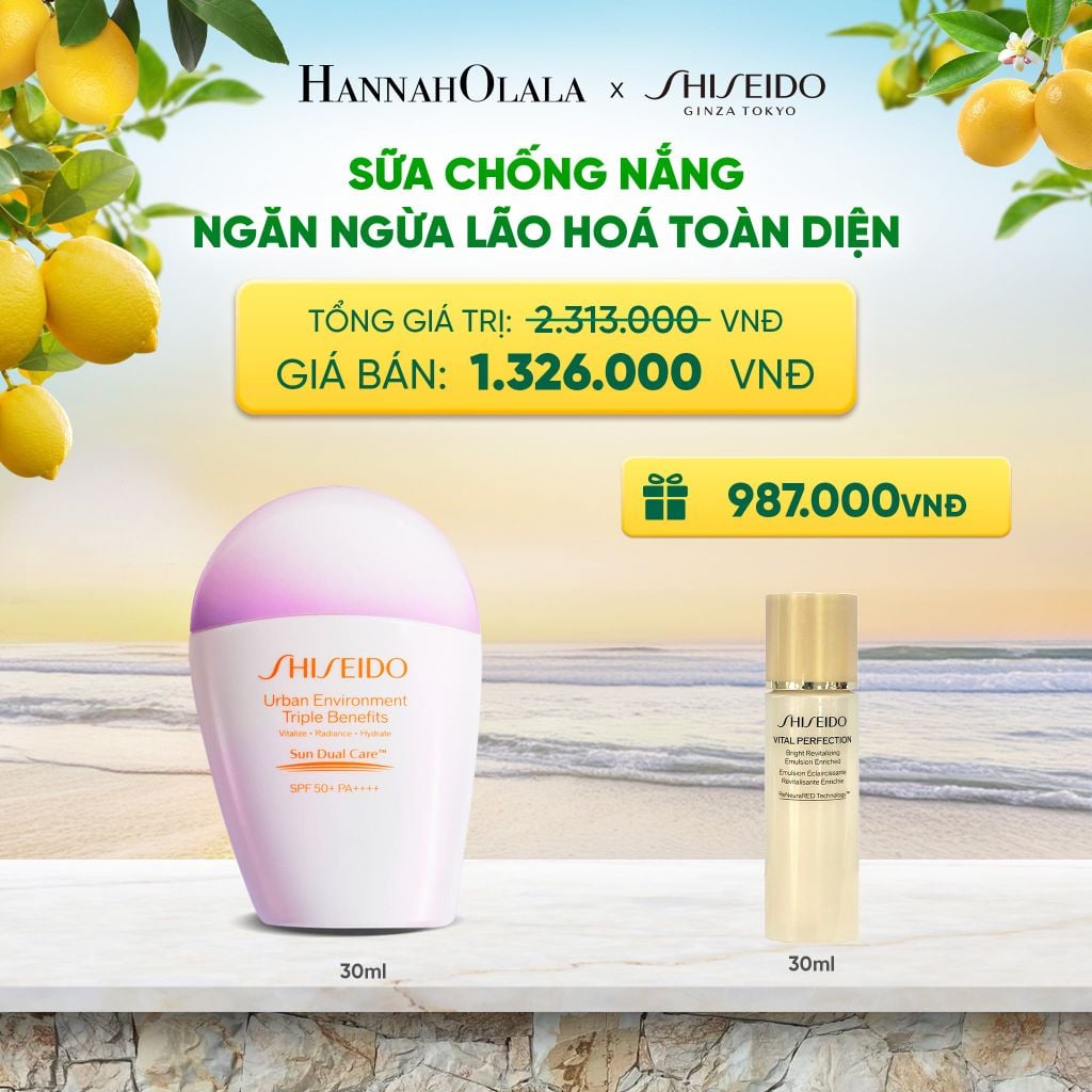  SỮA CHỐNG NẮNG DƯỠNG DA SHISEIDO GSC URBAN ENVIRONMENT TRIPLE BEAUTY SUNCARE EMULSION SPF50+ PA++++ 30ML - DEAL 7 