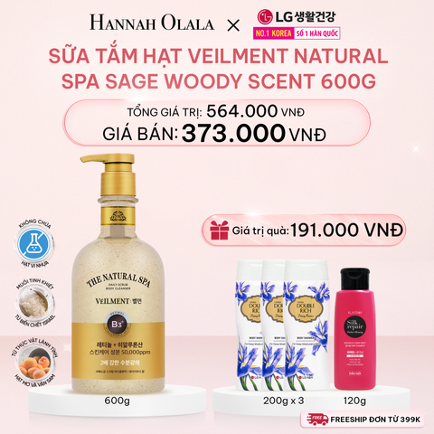  DEAL 02: SỮA TẮM HẠT ON: THE BODY VELLMENT NATURAL SPA SAGE WOODY SCENT 600G 