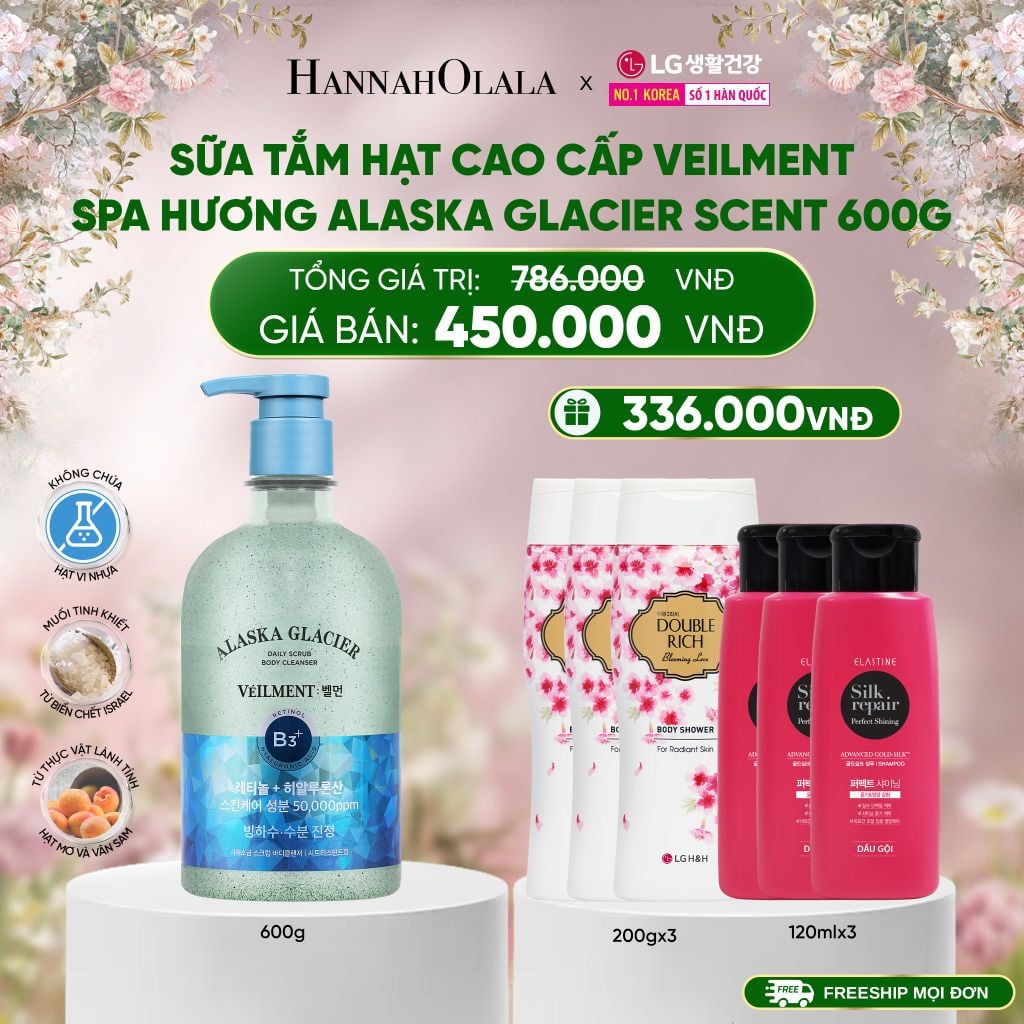  E882_DEAL 40: SỮA TẮM HẠT VEILMENT NATURAL SPA ALASKA GLACIER SCENT 600G 