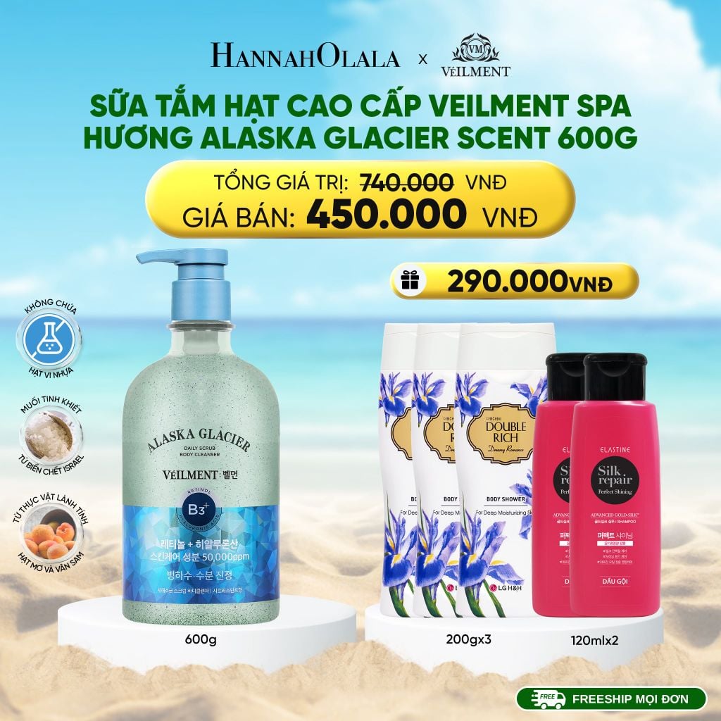  DEAL 06: SỮA TẮM HẠT VEILMENT NATURAL SPA HIMALAYA PINK SALT 600G 