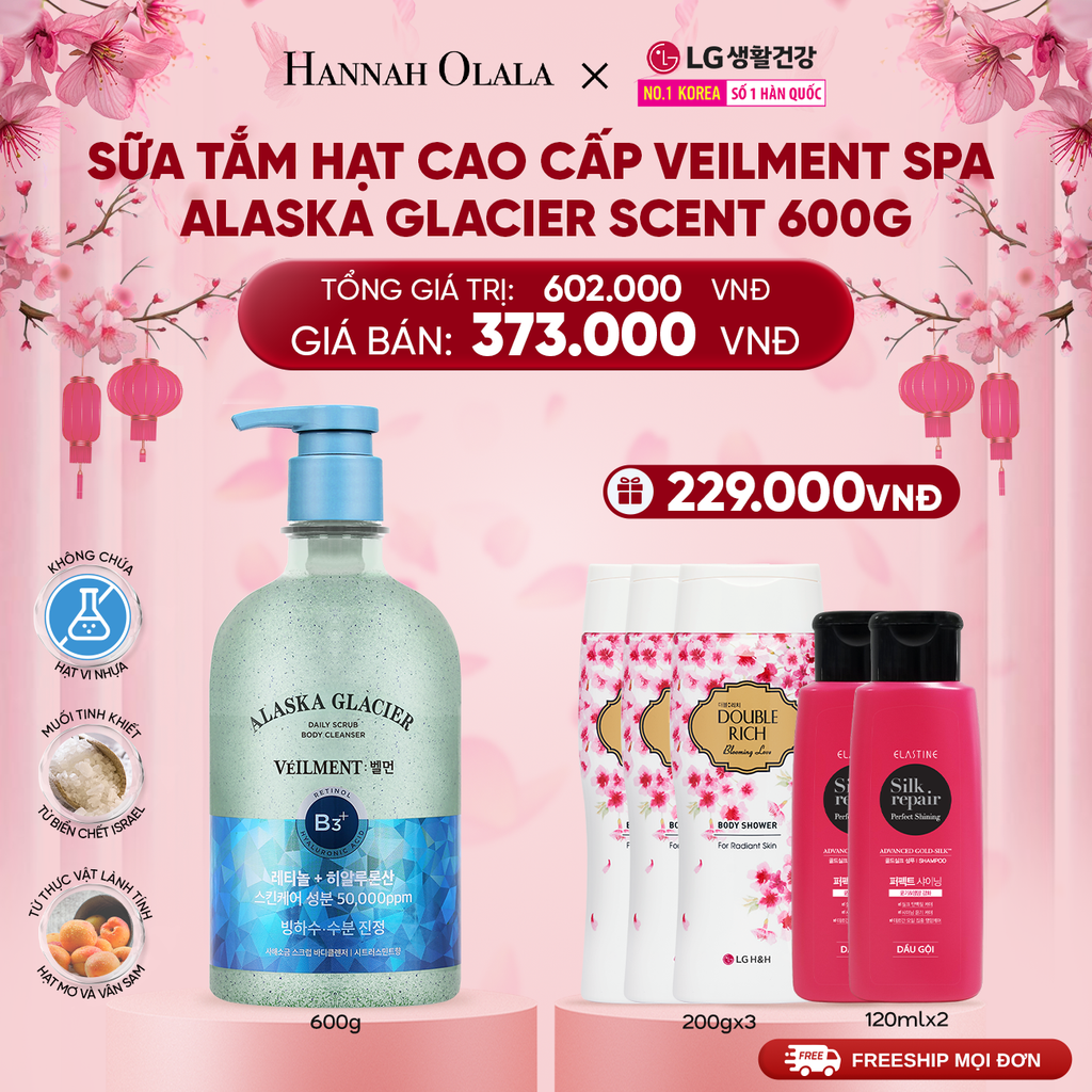  A1449_DEAL 18: SỮA TẮM HẠT VEILMENT NATURAL SPA ALASKA GLACIER SCENT 600G 