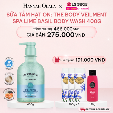  DEAL 01: SỮA TẮM HẠT ON: THE BODY VELLMENT SPA LIME BASIL BW 400G 