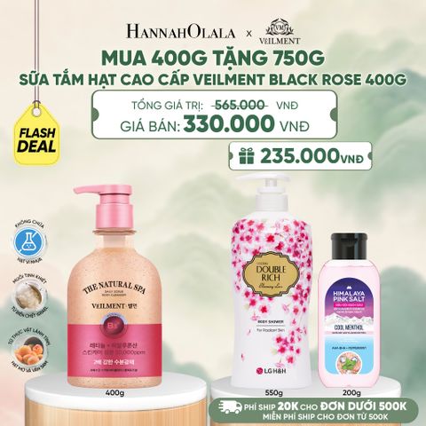  SỮA TẮM HẠT HƯƠNG HOA HỒNG PHÁP VEILMENT SPA BLACK ROSE 400G - A344 