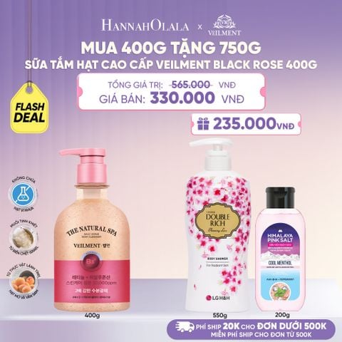  SỮA TẮM HẠT HƯƠNG HOA HỒNG PHÁP VEILMENT SPA BLACK ROSE 400G - L080 