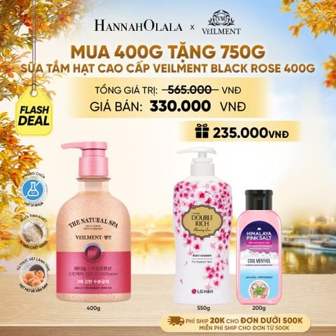  SỮA TẮM HẠT HƯƠNG HOA HỒNG PHÁP VEILMENT SPA BLACK ROSE 400G - E1168 