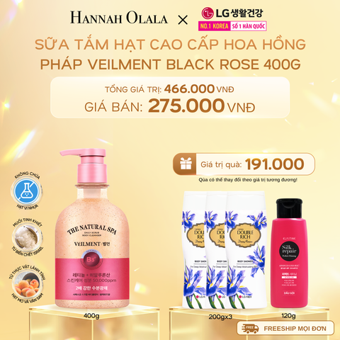  C1320_DEAL 04: SỮA TẮM HẠT HƯƠNG HOA HỒNG PHÁP VEILMENT SPA BLACK ROSE 400G 