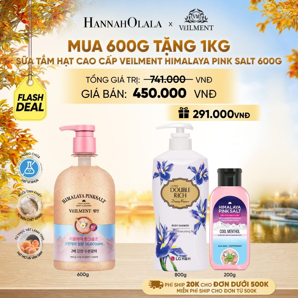  SỮA TẮM HẠT VEILMENT NATURAL SPA HIMALAYA PINK SALT 600G - E1171 