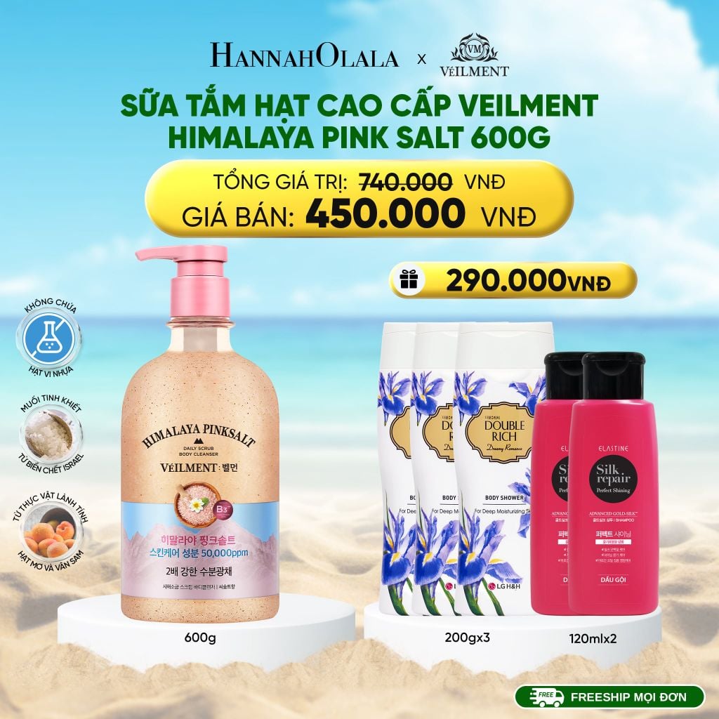  DEAL 06: SỮA TẮM HẠT VEILMENT NATURAL SPA HIMALAYA PINK SALT 600G 