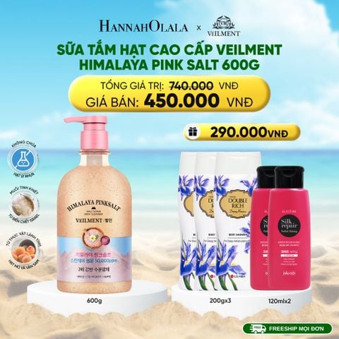  DEAL 06: SỮA TẮM HẠT VEILMENT NATURAL SPA HIMALAYA PINK SALT 600G 
