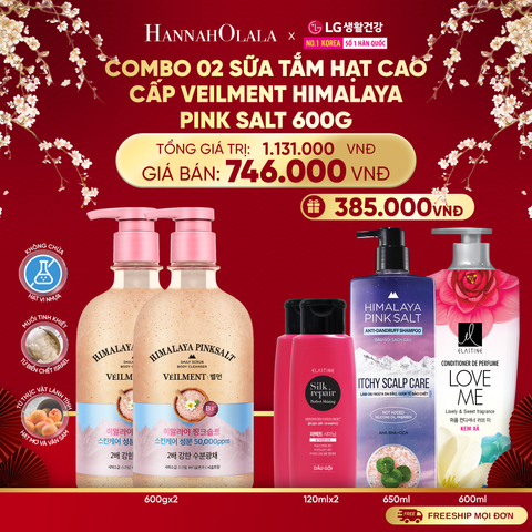 A1350_DEAL 21: COMBO 02 SỮA TẮM HẠT VEILMENT NATURAL SPA HIMALAYA PINK SALT 600G 