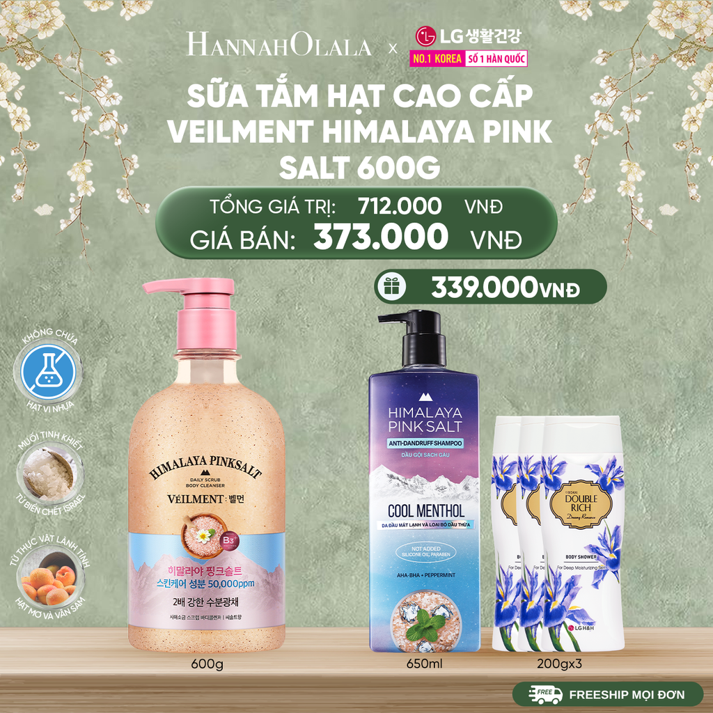  DEAL 17: SỮA TẮM HẠT VEILMENT NATURAL SPA HIMALAYA PINK SALT 600G 