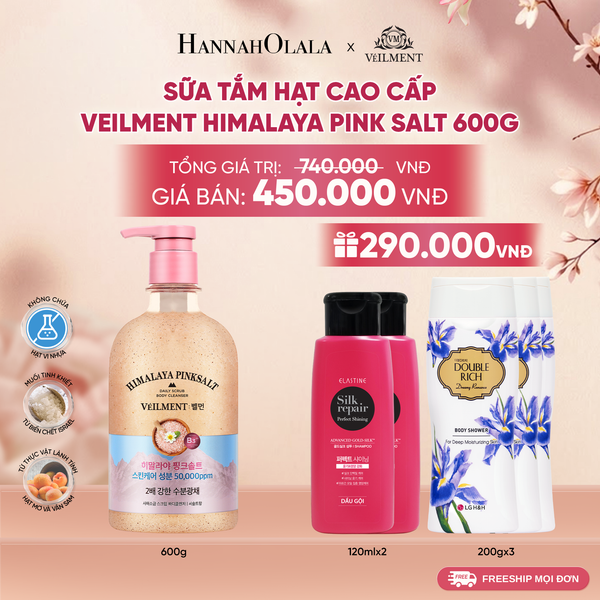  SỮA TẮM HẠT VEILMENT NATURAL SPA HIMALAYA PINK SALT 600G 