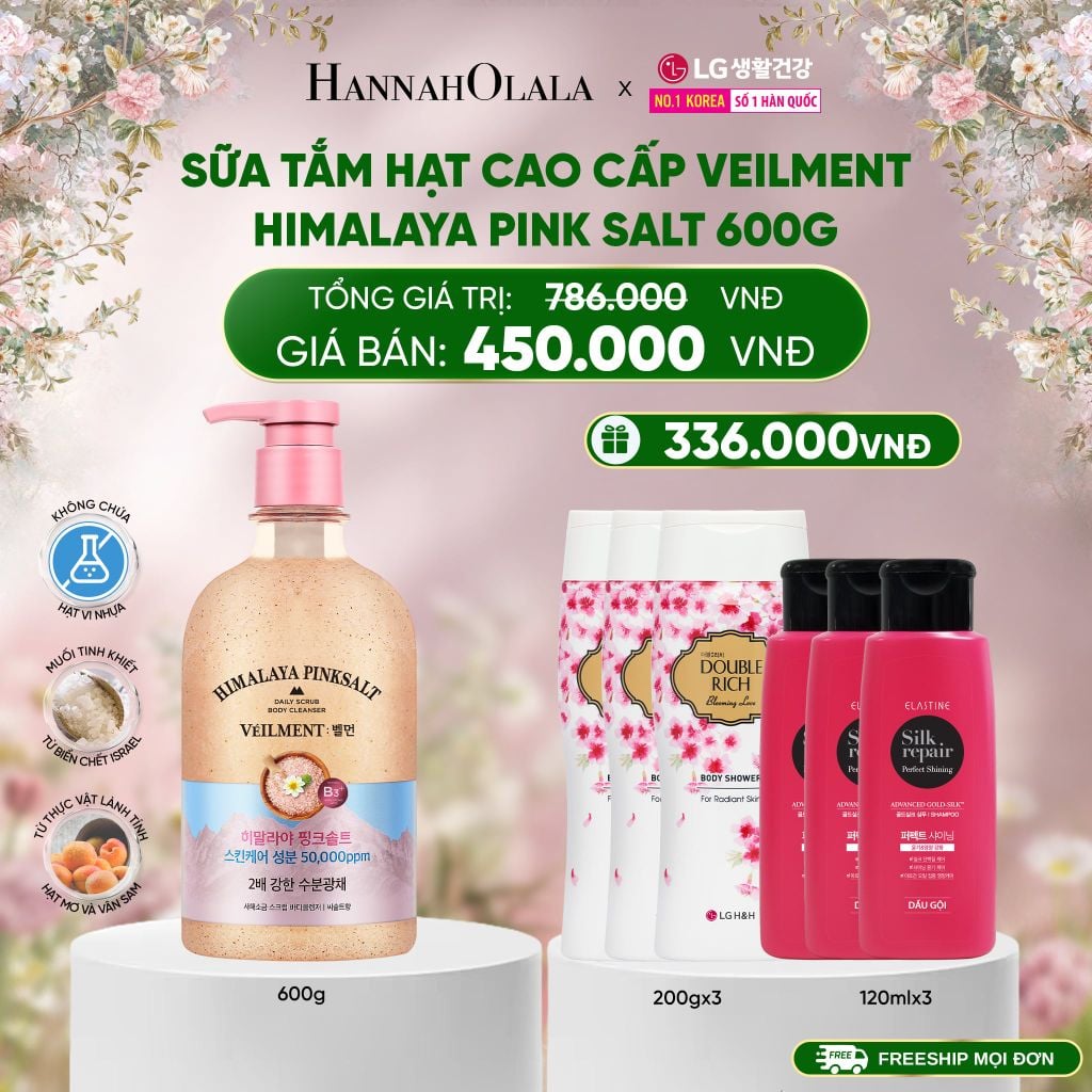  E879_DEAL 43: SỮA TẮM HẠT VEILMENT NATURAL SPA HIMALAYA PINK SALT 600G 