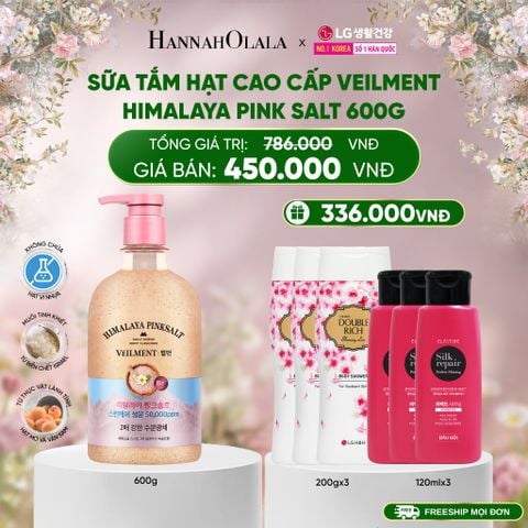  E879_DEAL 43: SỮA TẮM HẠT VEILMENT NATURAL SPA HIMALAYA PINK SALT 600G 