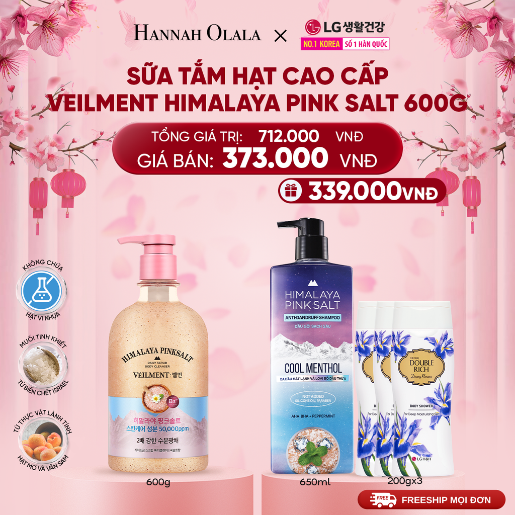  DEAL 17: RE_SỮA TẮM HẠT VEILMENT NATURAL SPA HIMALAYA PINK SALT 600G 