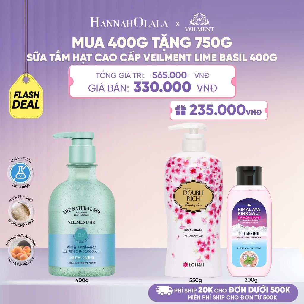  SỮA TẮM HẠT VEILMENT NATURAL SPA LIME BASIL 400G - L082 