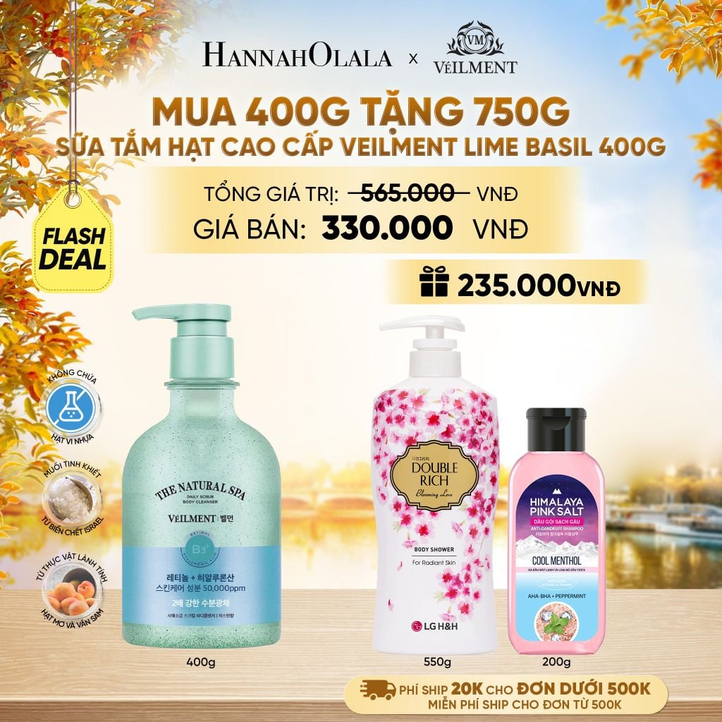  SỮA TẮM HẠT VEILMENT NATURAL SPA LIME BASIL 400G - E1170 