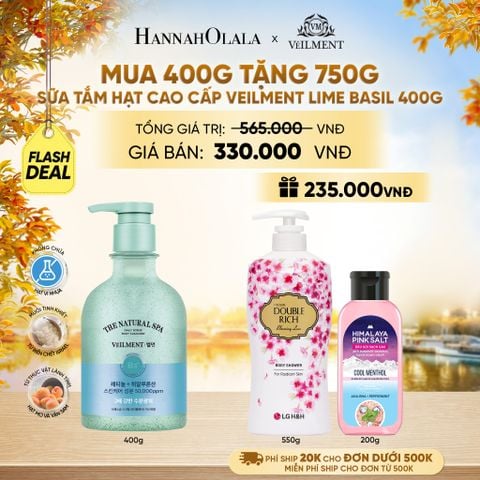  SỮA TẮM HẠT VEILMENT NATURAL SPA LIME BASIL 400G - E1170 