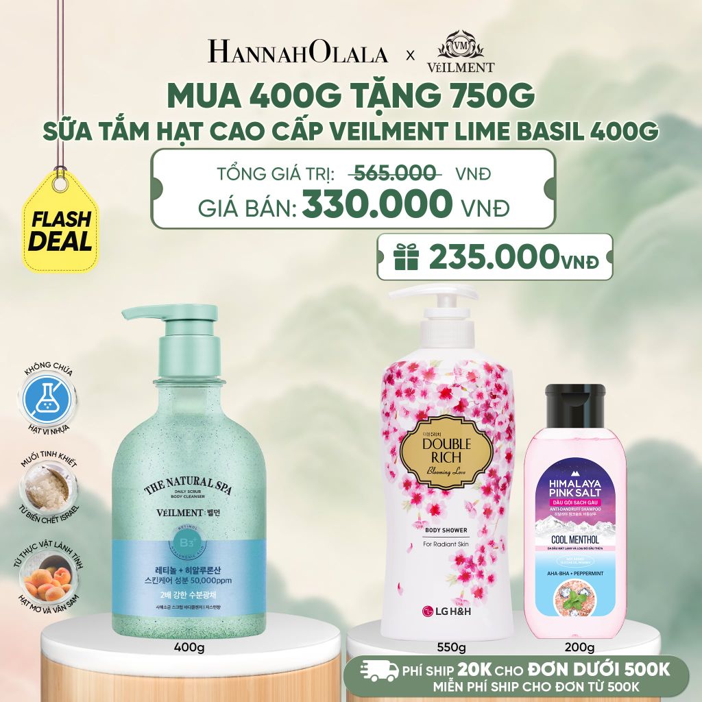  SỮA TẮM HẠT VEILMENT NATURAL SPA LIME BASIL 400G - A346 
