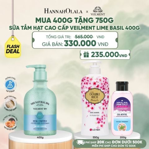  SỮA TẮM HẠT VEILMENT NATURAL SPA LIME BASIL 400G - A346 